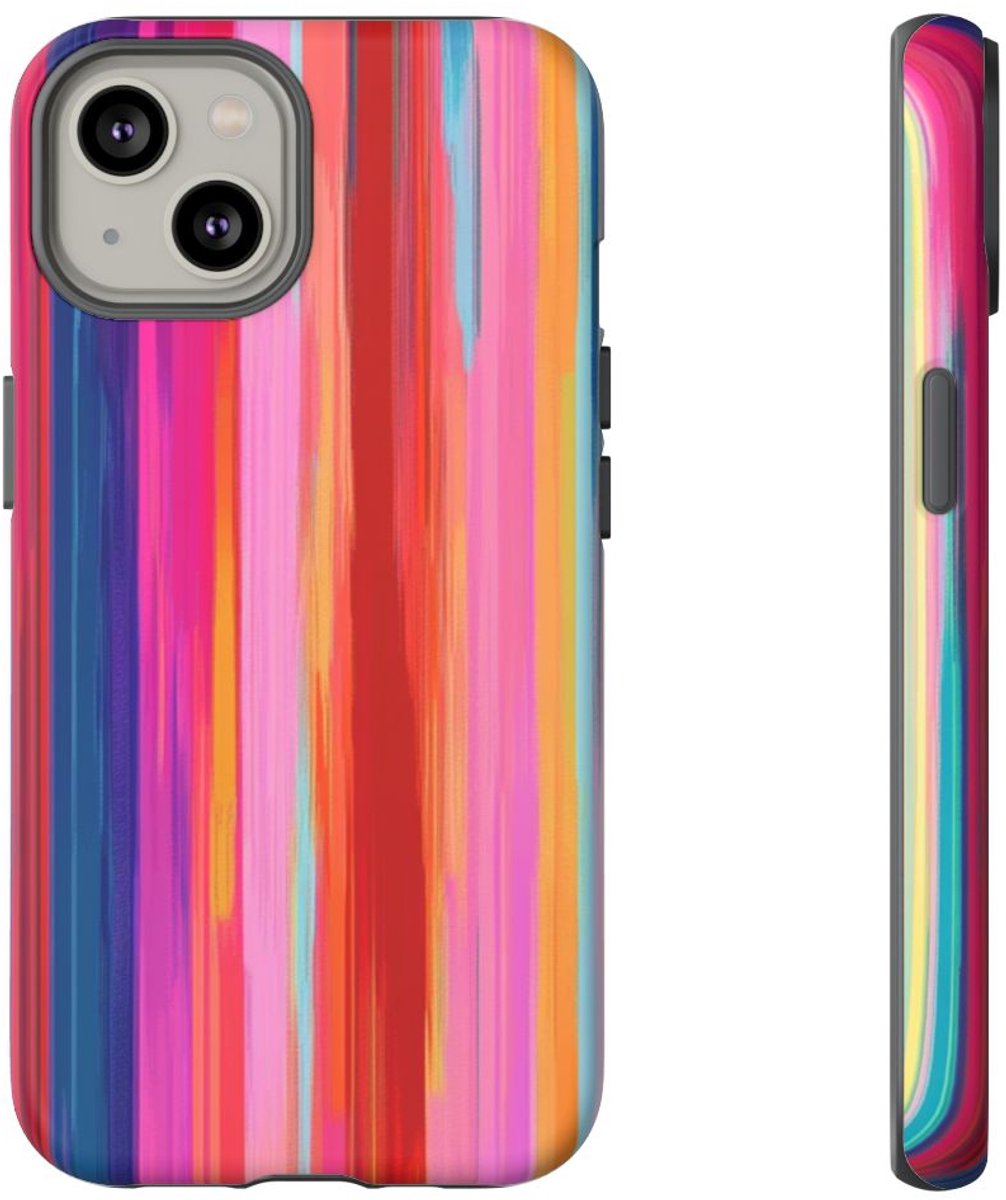 Levendige Verticale Strepen Abstracte Kunst – Telefoonhoesje Geschikt voor iPhone 14