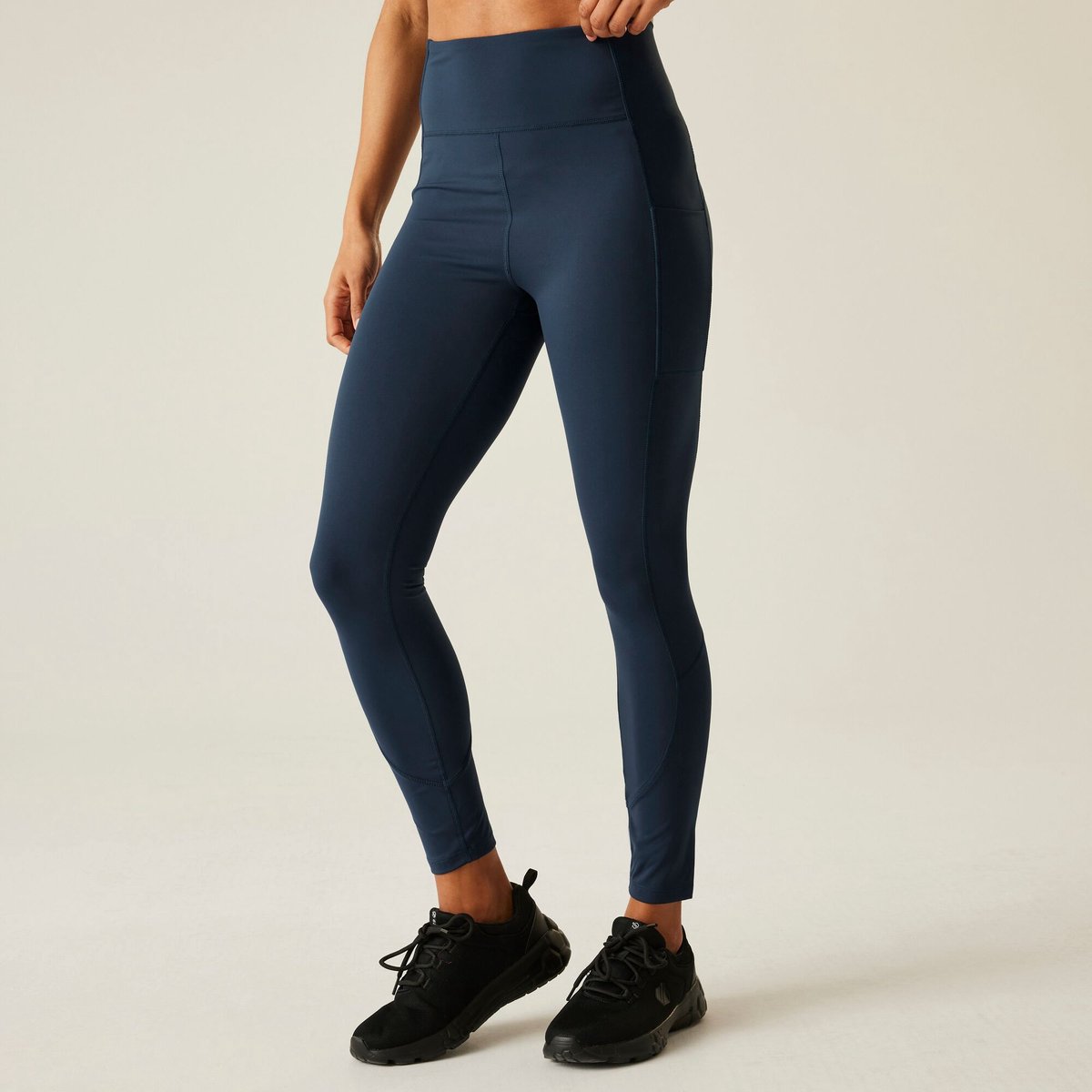Legging Hiking Dames Hoge Taille Fitted Design Blauw