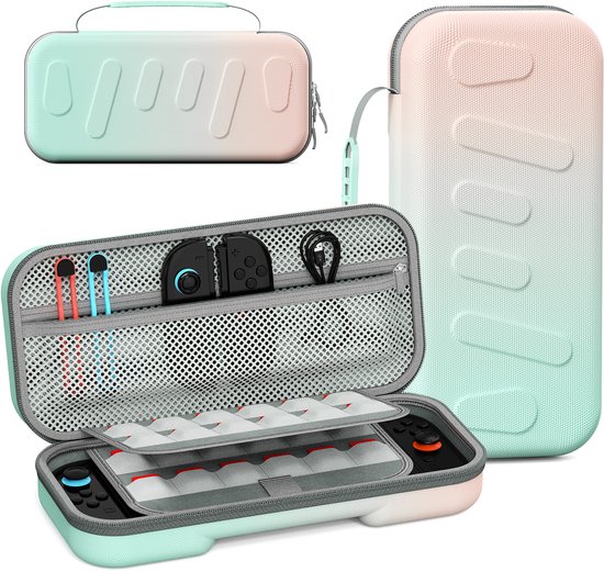 Sounix Case Geschikt voor Nintendo Switch 2 - Hoesje Geschikt voor Switch 2 - Beschermhoes - Opbergtas - Blauw/Roze