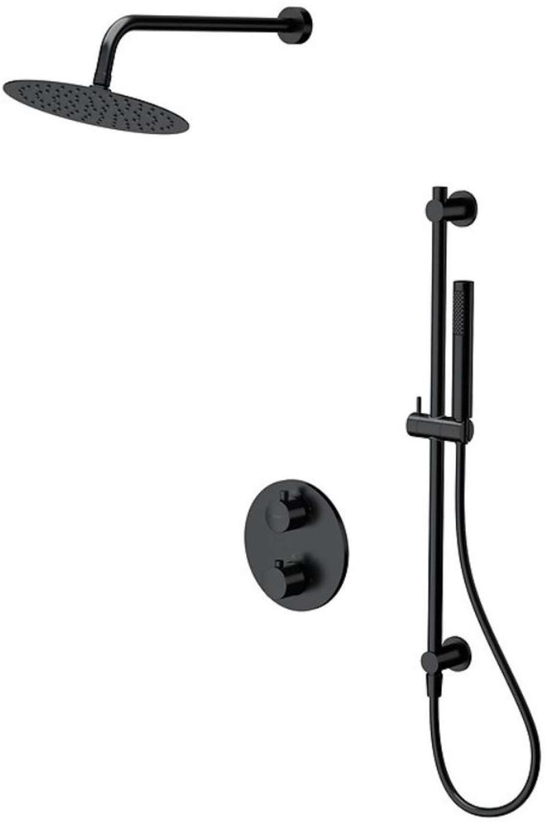 Cersanit Zen - Doucheset met inbouwthermostaat, met inbouwdeel, diameter 25 cm, chroom S95