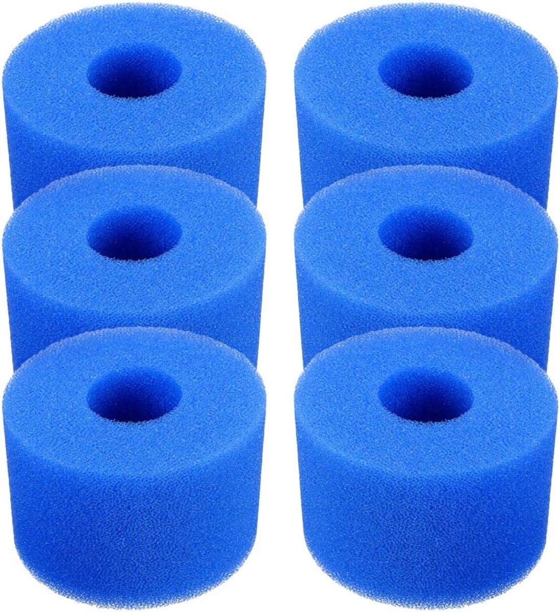 SNQ ilter - Herbruikbaar - 6 stuks - 10,8 × 7,3 cm - Wasbaar schuim - Filterspons - Geschikt voor jacuzzi, zwembadfilter - Blauw