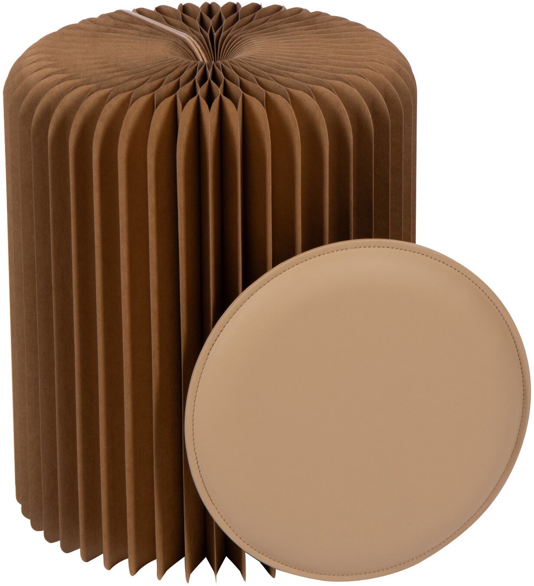 J-Line poef Vouwbaar - papier - camel Bruin