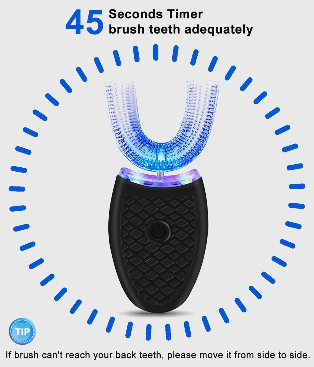 Afbeelding 3 van 2 in 1 Elektrische Tandenborstel + Tanden Bleker - 360 Graden Tandenborstel - Intelligent Whitening Kit Toothbrush - Toothbrush + Whitening Kit - Tanden Bleken - Tandenborstel - Elektrisch - 360° Tandenborstel - Zwart