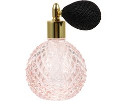 1 stuk - 100 ml kristallen parfumfles - vintage spuitfles - navulbare glazen fles - unieke dop - draagbaar - roze - geschikt voor op reis en als cadeau