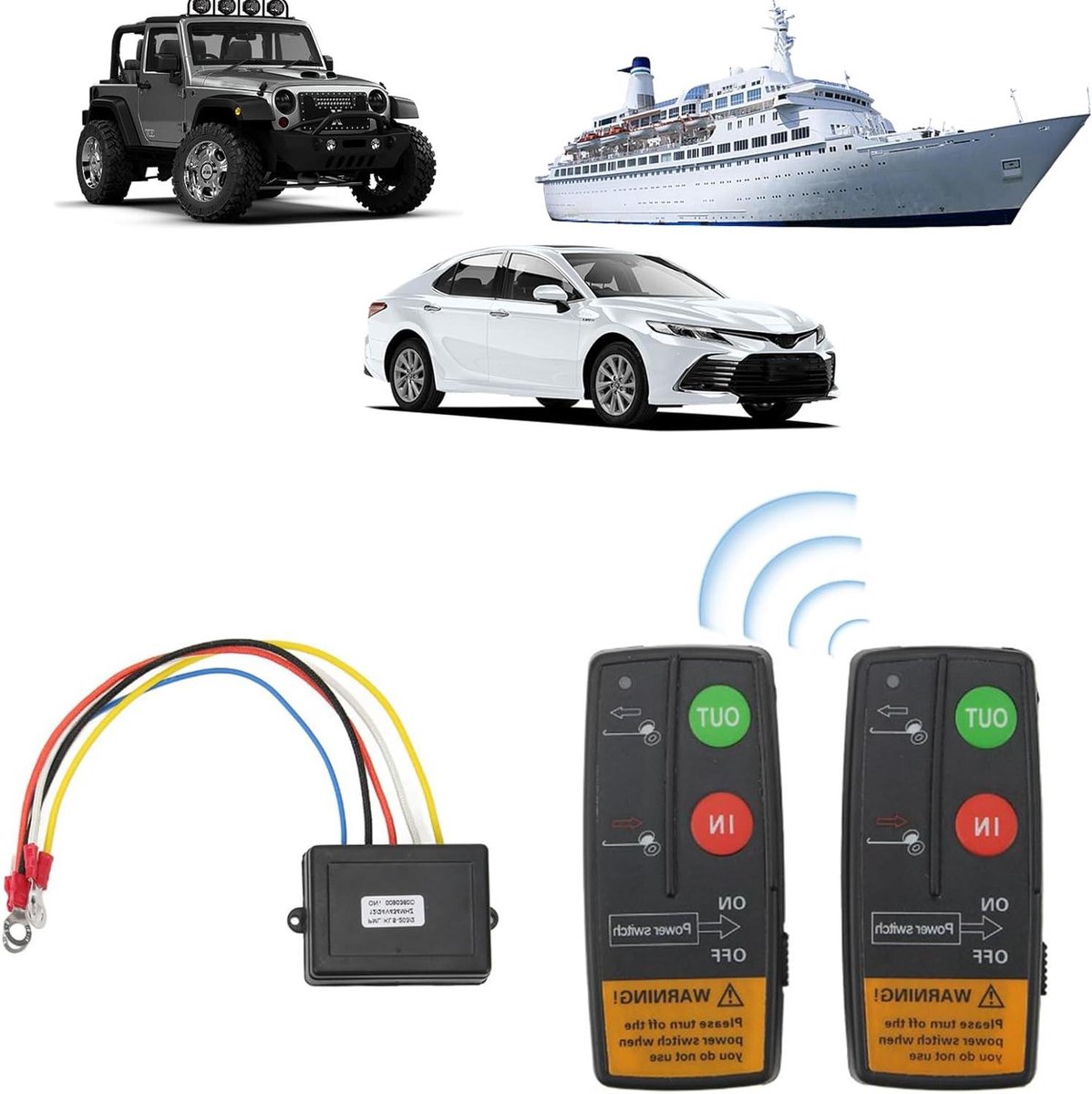 Inovra - Draadloze Lier Afstandsbediening Universeel Elektrisch Lier Bediening Kit 75ft Bereik 12V 24V Hoge Gevoeligheid Auto Accessoires Voor Auto ATV Vrachtwagen . - Lier