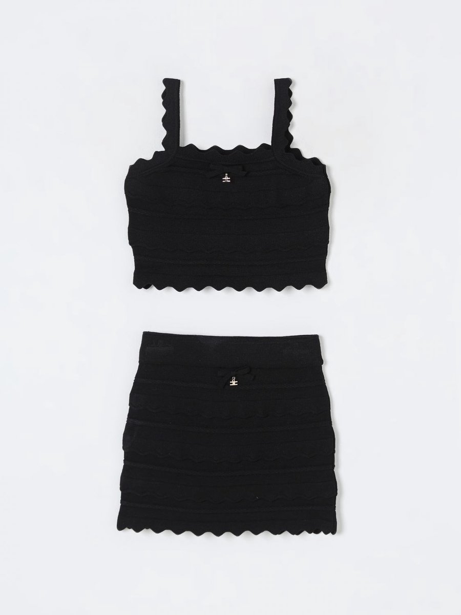 Knit Scallop Hem TwoPiece Set Kids - Black Ropes Cords