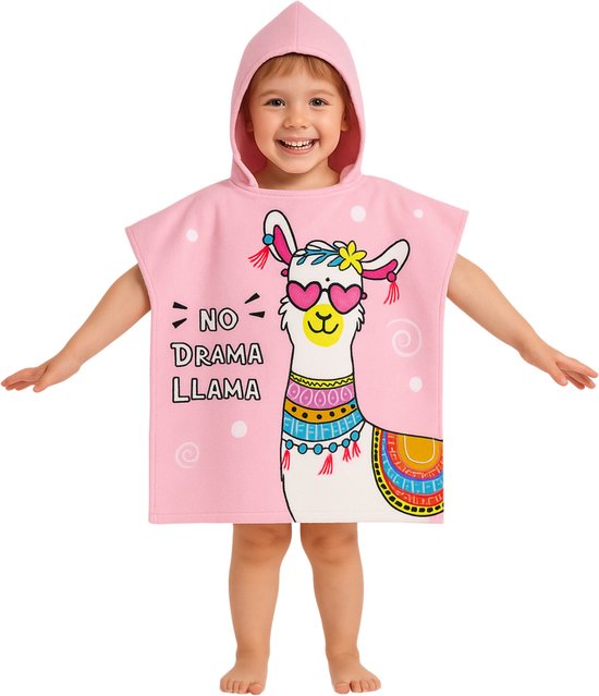 JAXY - Badcape Baby met Capuchon – Zachte Sneldrogende Badponcho Kind – Microvezel Poncho Handdoek voor Meisje & Jongen – Strandponcho voor Kinderen - Llama