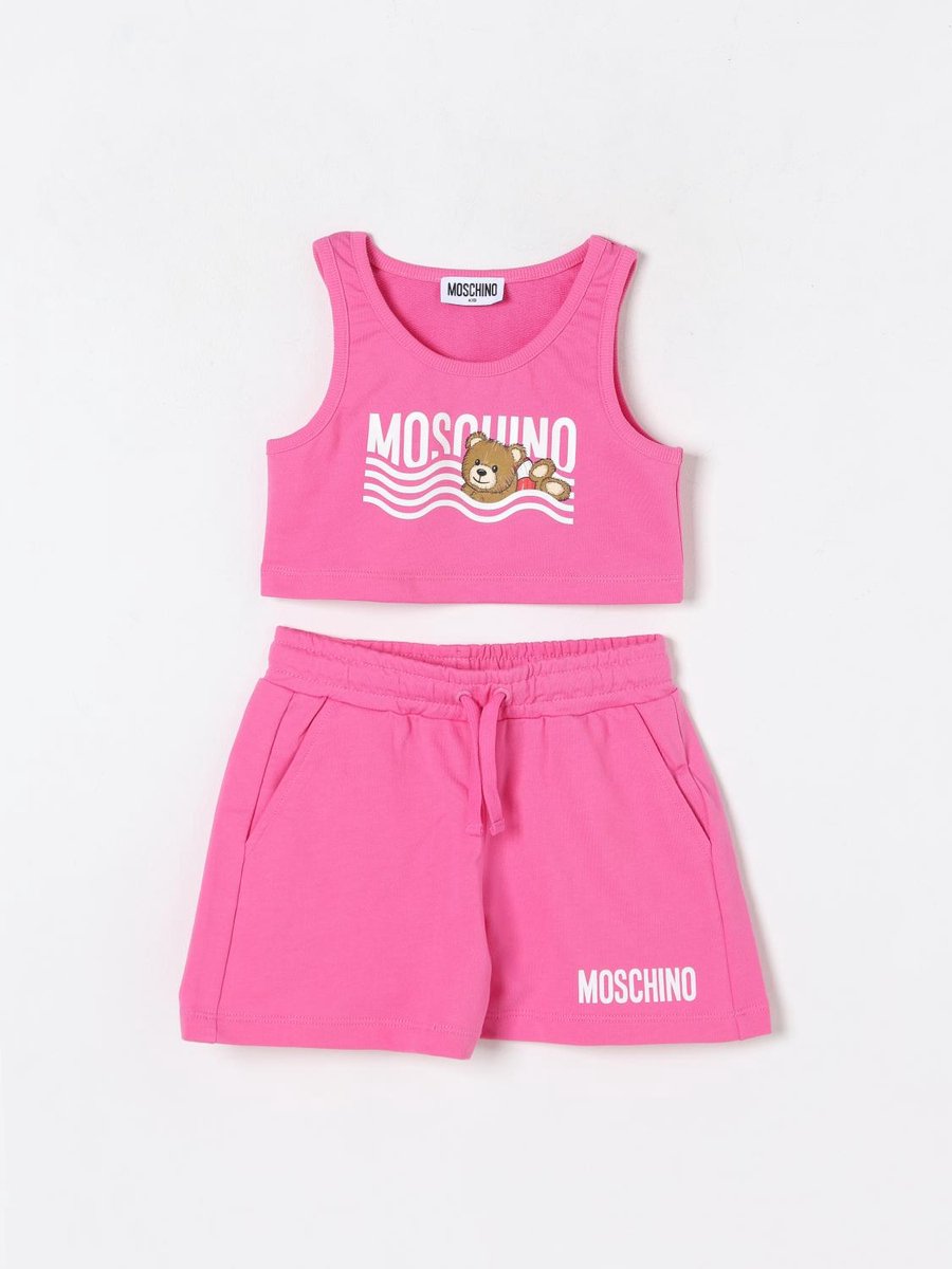 Kids TwoPiece Set Playful Bear Design - Pink Ropes Cords