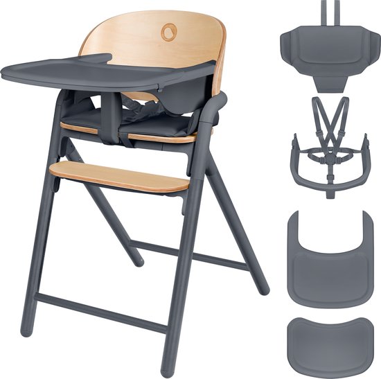 Lionelo Celia 3-in-1 Houten Kinderstoel - Van Baby tot Volwassene - Verstelbare Zitting & Voetsteun - 5-punts Gordel - Eco-leer Bekleding - Inclusief BabySet & Eetblad - Draagvermogen tot 110 kg van LIONELO — afbeelding 3