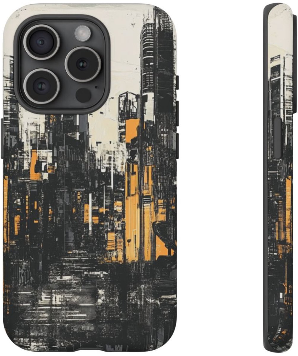 Abstracte Stedelijke Stadsgezicht Kunst – Telefoonhoesje Geschikt voor iPhone 15 Pro