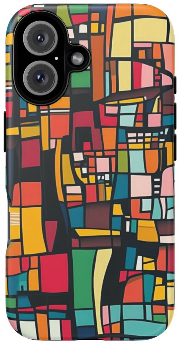 Kleurrijk Abstract Geometrisch Patroon – Telefoonhoesje Geschikt voor iPhone 16