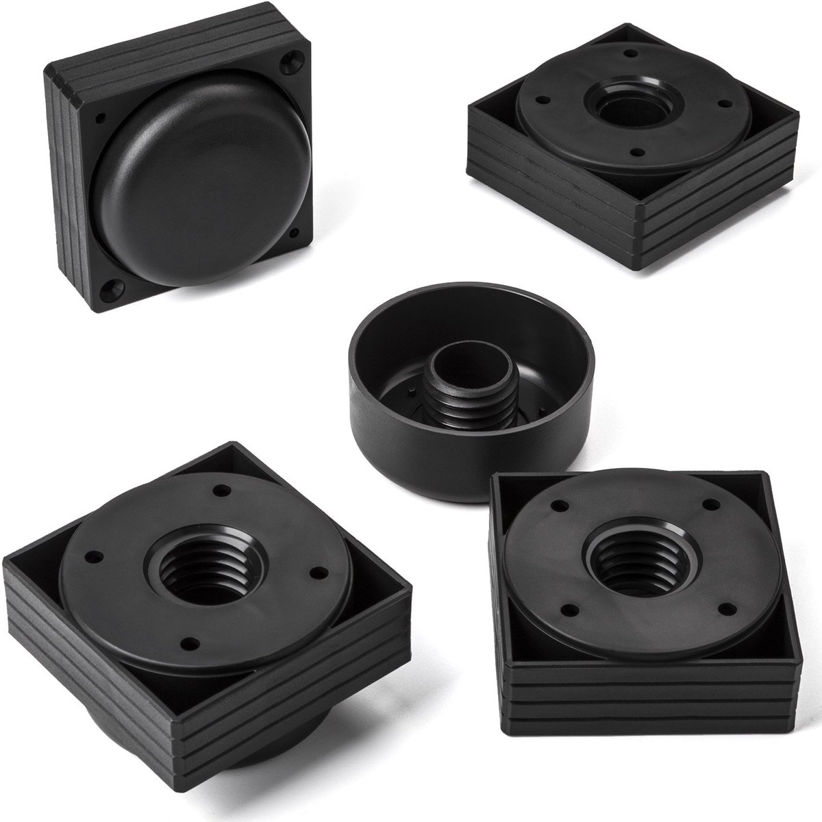 8 stuks SOTECH meubelpoot Hotel, hoekig 60 x 60 mm, in hoogte verstelbaar van 25 - 35 mm