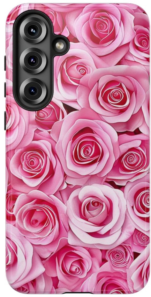 Roze Rozenpatroon – Telefoonhoesje Geschikt voor Samsung Galaxy S25 Plus
