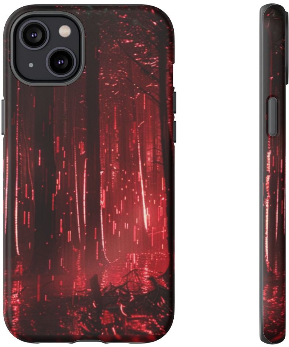 Donkerrood Verlichte Bos – Telefoonhoesje Geschikt voor iPhone 14 Plus