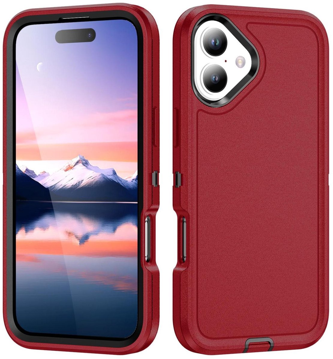 Mobigear Hoesje geschikt voor Apple iPhone 17 Telefoonhoesje Hardcase | Mobigear Rugged Backcover Shockproof | Schokbestendig iPhone 17 Telefoonhoesje | Anti Shock Proof - Rood