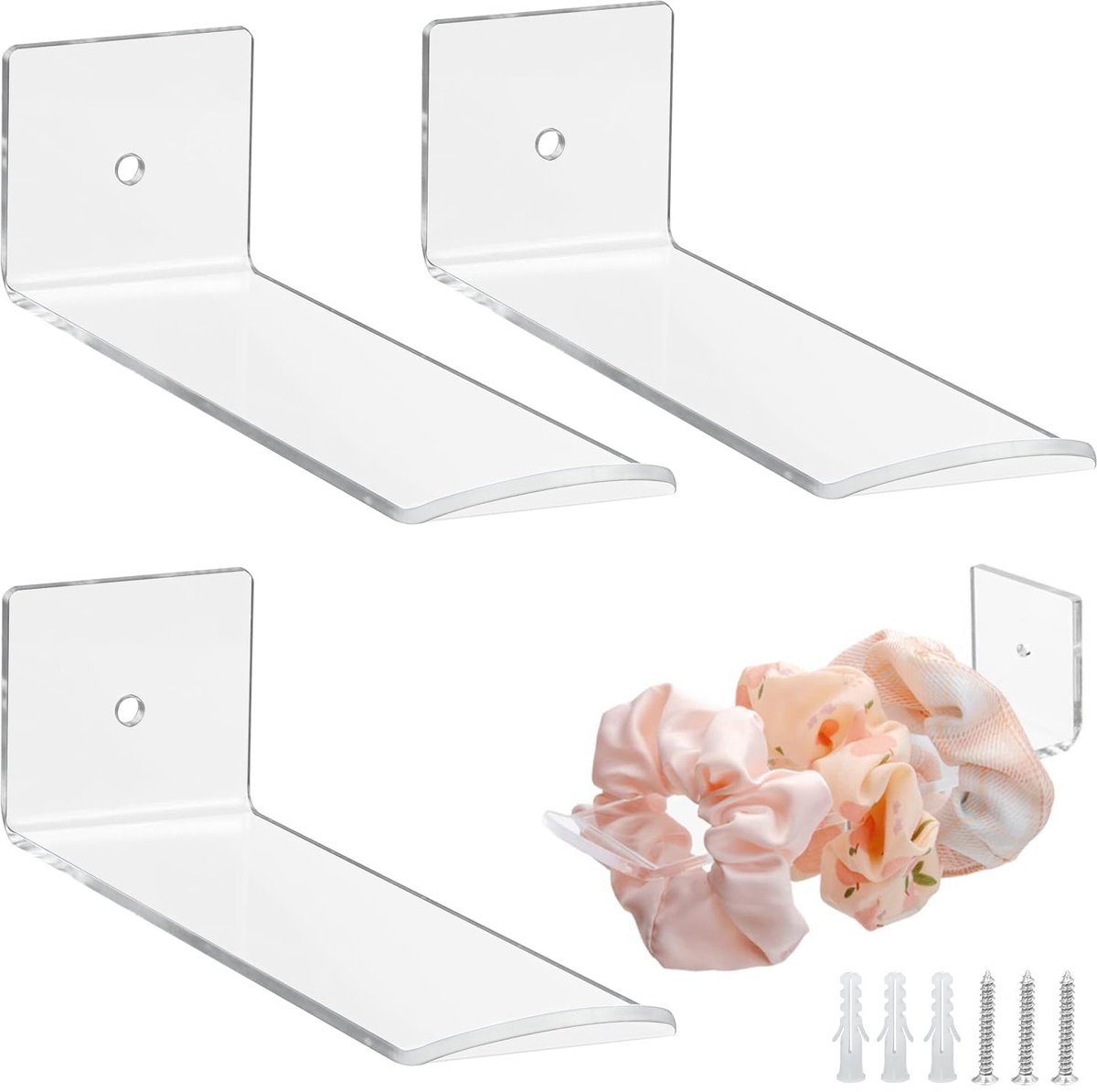 xyuayamz Haarbandstandaard, Haarbandhouder in L-vorm, Opbergsysteem voor Haarbanden aan de Muur, Haarbandhouder voor Organizer voor Haaraccessoires, Horloges, Kettingen, Sieraden, Acryl, 3 Stuks, Transparant