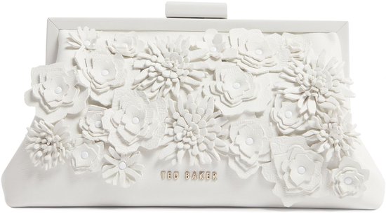 Ted Baker pochette sac à épaule bandoulière Fiorell Flower 3D Applique Clutch Bag White blanc