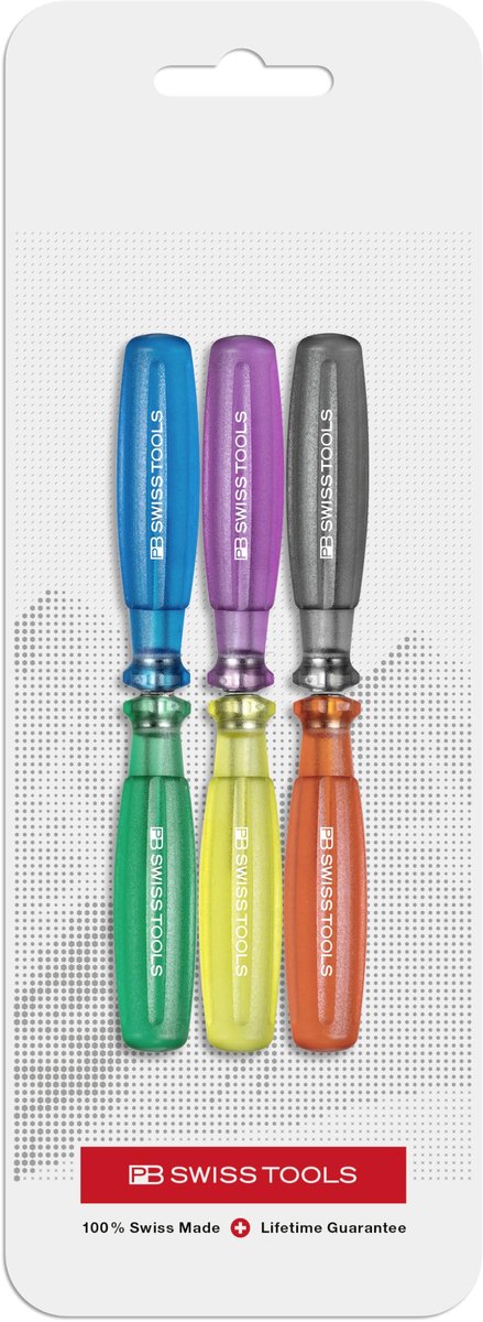 PB Swiss Tools Schroevendraaier Magneetset PB 6100.M Set | 100% Zwitsers | 6-delige, kleurrijke magneetset voor magneetborden of koelkasten, sterke magneten in schroevendraaierstijl