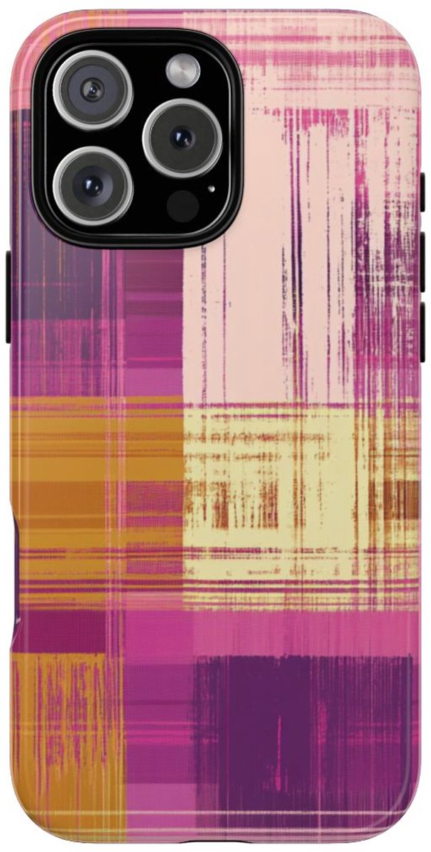 Abstract Paars-Gouden Ruitpatroon – Telefoonhoesje Geschikt voor iPhone 16 Pro Max