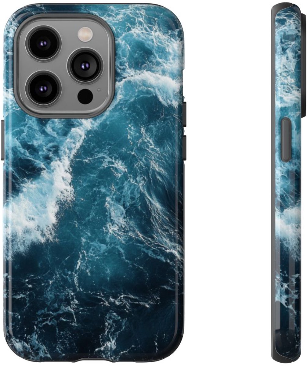 Oceaangolven in Diepblauw – Telefoonhoesje Geschikt voor iPhone 14 Pro