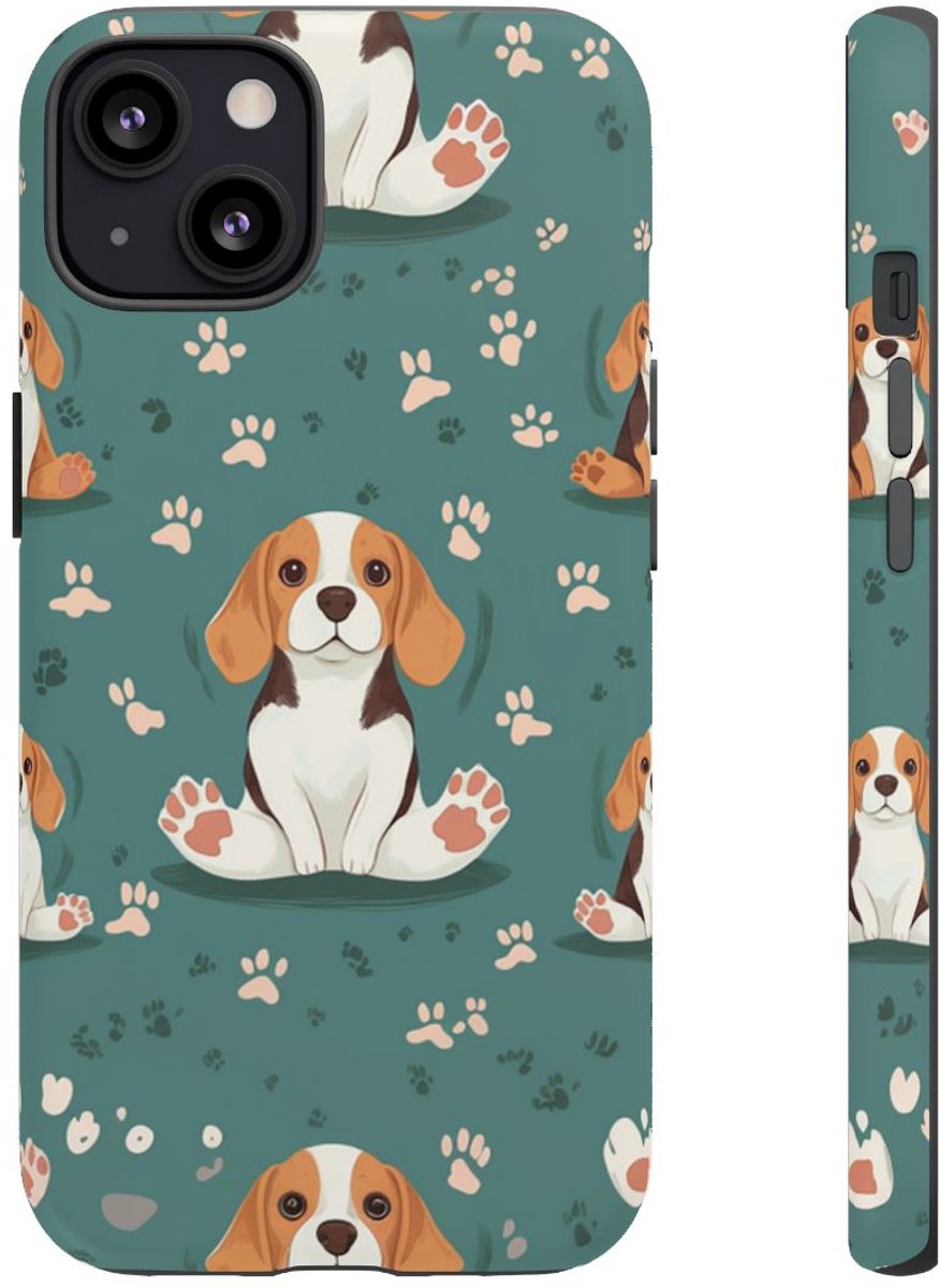 Beagles met Pootafdrukken Patroon – Telefoonhoesje Geschikt voor iPhone 13