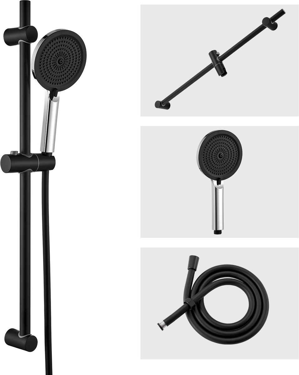 Sofetiy Max Doucheset met Handdouche - Handdouche ø 12.68 cm - 71 cm Glijstang - 4 standen - Mat Zwart