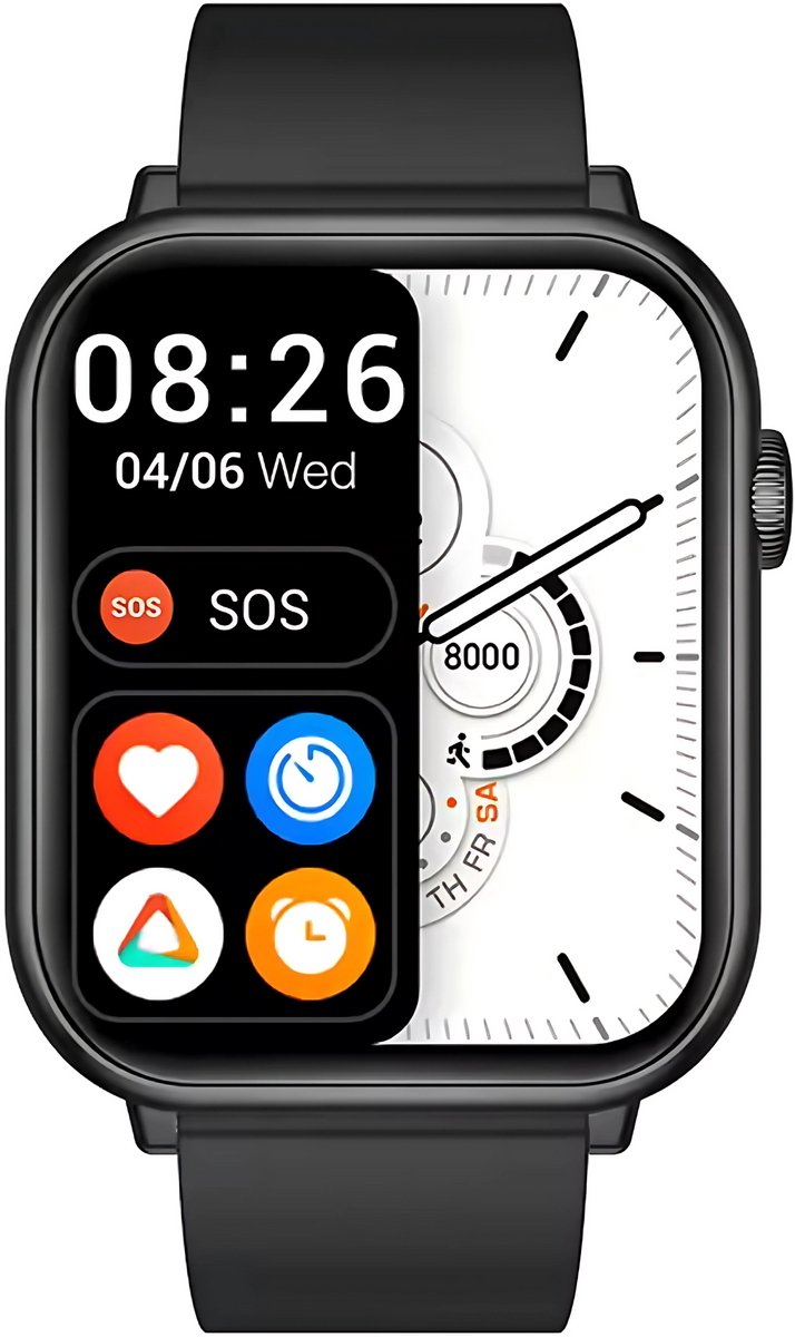 Manike QX7 Pro Smartwatch – 1,85 inch HD Display - Hartslag & Bloeddrukmeting - SpO₂ - Slaaptracking - Multisport - IP68 Waterdicht - 7 Dagen Batterij - Android & iOS Compatibel - Meldingen - Stappenteller - Sporthorloge - Activity Tracker