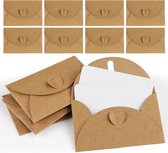 25 Mini-enveloppen - met kaarten - Vintage mini-kraft enveloppen - blanco kaarten - kleine enveloppen - met hartvormige sluitingen - voor cadeaubonnen - DIY bedankkaartjes - 10,3*7 cm
