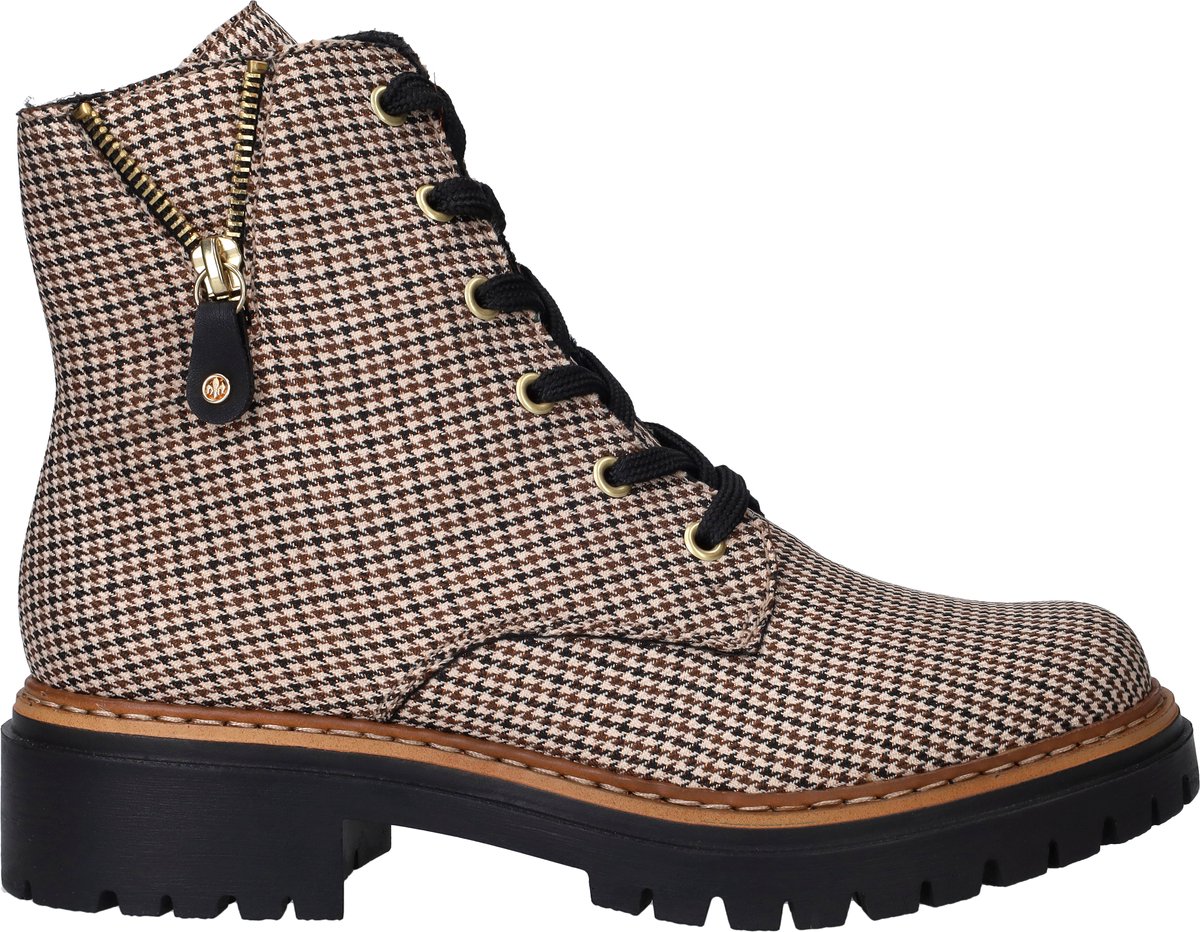 Rieker dames veterboot - Beige multi - Maat 38