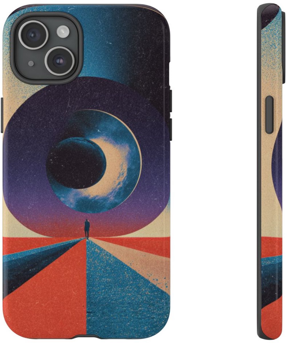 Surrëel Geometrisch Spiraalportaal – Telefoonhoesje Geschikt voor iPhone 15 Plus