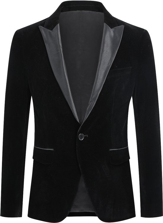 ALLTHEMEN Heren Fluwelen Blazer - Klassieke Halslijn - M