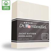 Droomtextiel Zacht Katoenen Hoeslaken Ivoor 140x200 cm - Hoge Hoek - Perfecte Pasvorm - Heerlijk Zacht