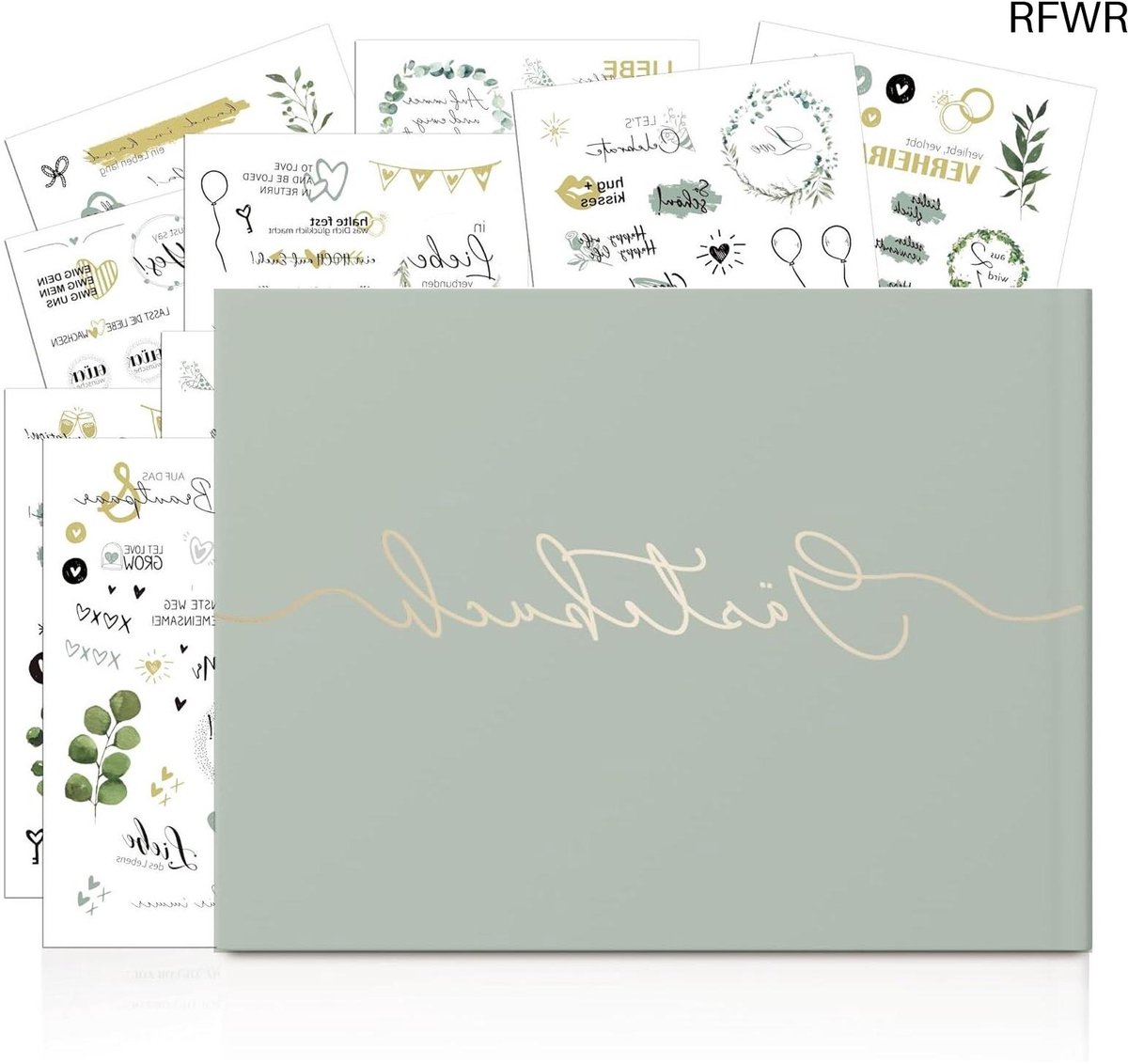 RFWR® Gastenboek voor Bruiloft en Feest - 100 Blanco Pagina's - Groen met Luxe Afwerking