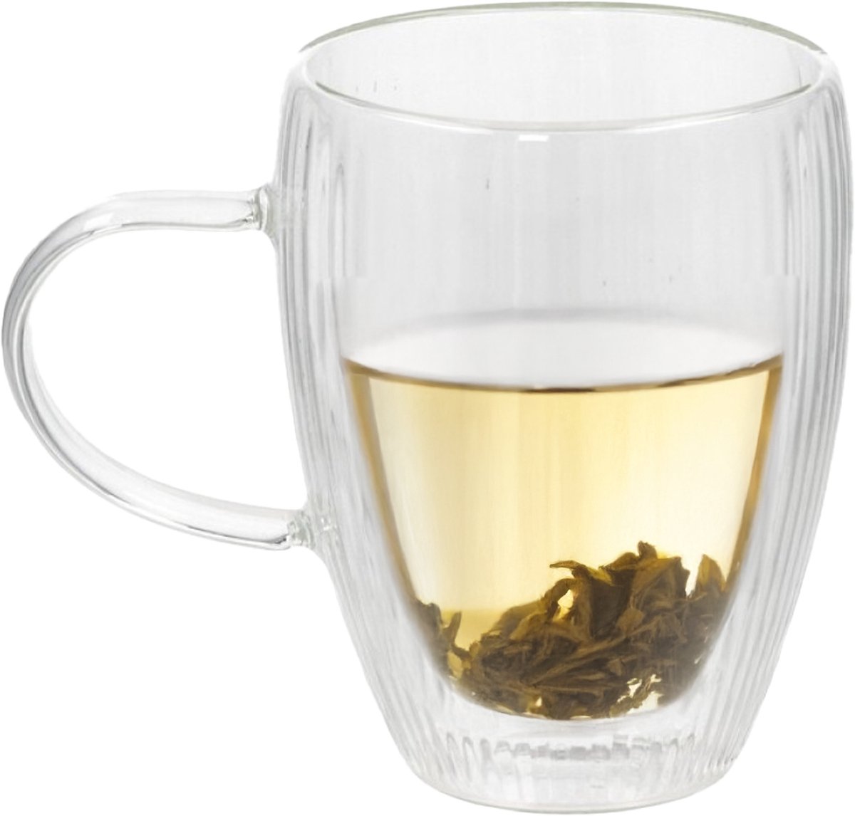 Gerimport Theeglazen Stripes - 12x - dubbelwandig - borosilicaatglas - 350 ml - H11 cm
