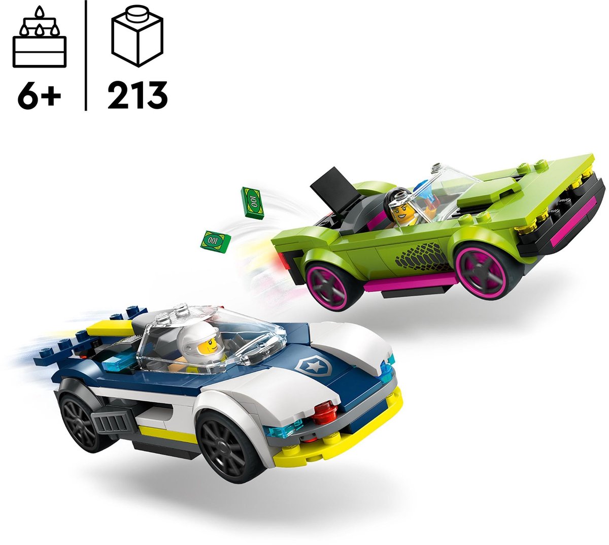 LEGO 60415 City Politiewagen en snelle autoachtervolging Politie Auto Speelgoed Set — afbeelding 12