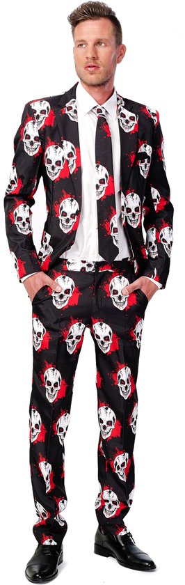 Suitmeister Skulls Blood - Heren Pak - Halloween Kostuum - Verkleedkleding - Zwart - Maat S