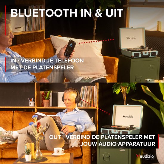 Retro platenspeler met platenkoffer - Audizio RP116BL - Platenspeler Bluetooth - Met speakers - Blauw — afbeelding 2