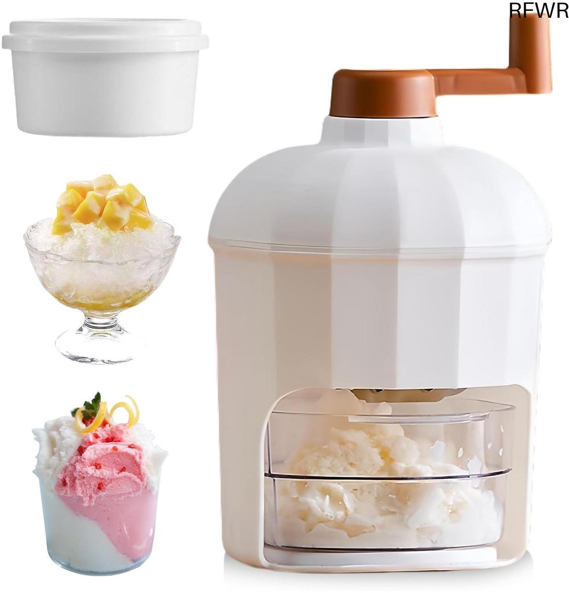 RFWR® Handmatige IJscrusher voor Crushed Ice en IJsblokjes, Draagbare Roterende IJsvermaler voor Koele Dranken