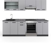 Meuble de cuisine Vicco R-Line – 240 cm, WB Grijs Anthracite / anthracite, WB Anthracite