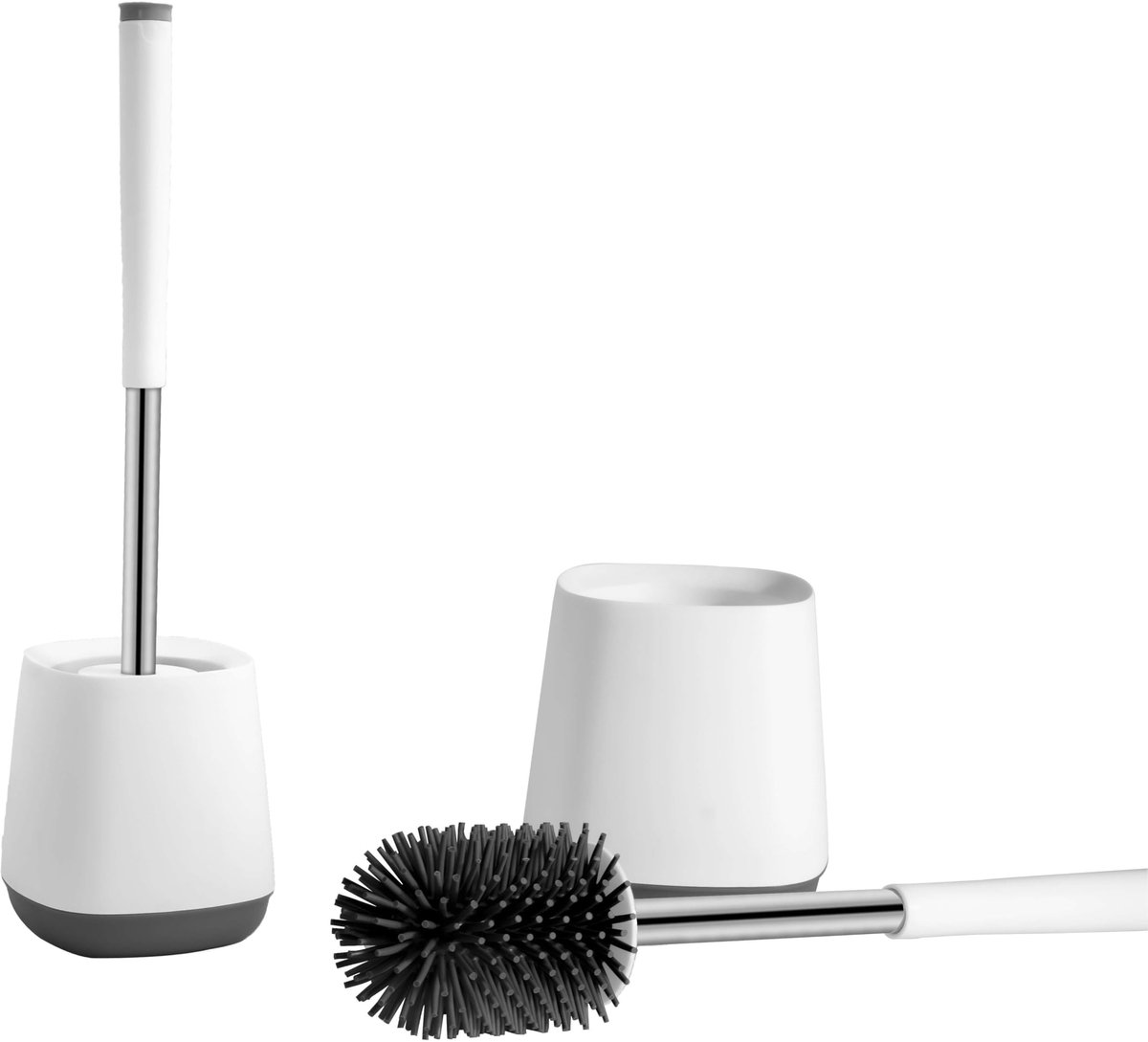 Ibenzoa® Toiletborstel Set met Flexibele Borstel en Roestvrijstalen Handgreep