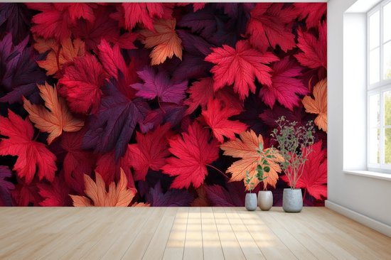 Vliesbehang Fotobehang - Autumn's Vibrant Whispering Canopy - 250x50 centimeter