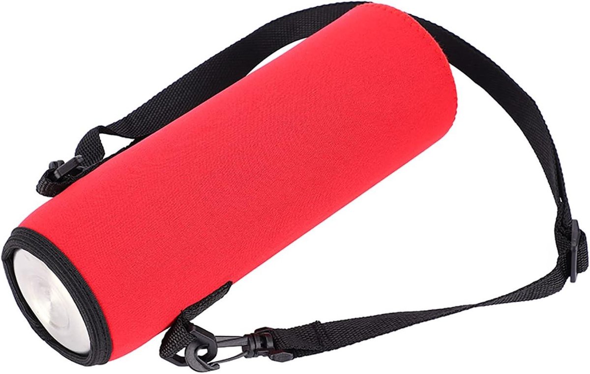 Allecto Plus - Neopreen Thermische Flessenhouder met Riembescherming tegen Brandwonden Geschikt voor 1L Waterfles Rood - Geschikt voor Buitensporten