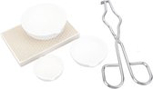 Allecto Plus - Smeltkroezen Set voor Metaal Smelten - 6 Stuks - Inclusief 3 Keramische Kwartskroezen - Soldeerplaat, Smeltkroestang en Klem - Goudsmelten - 100g 250g 500g - Metaalsmeltkit