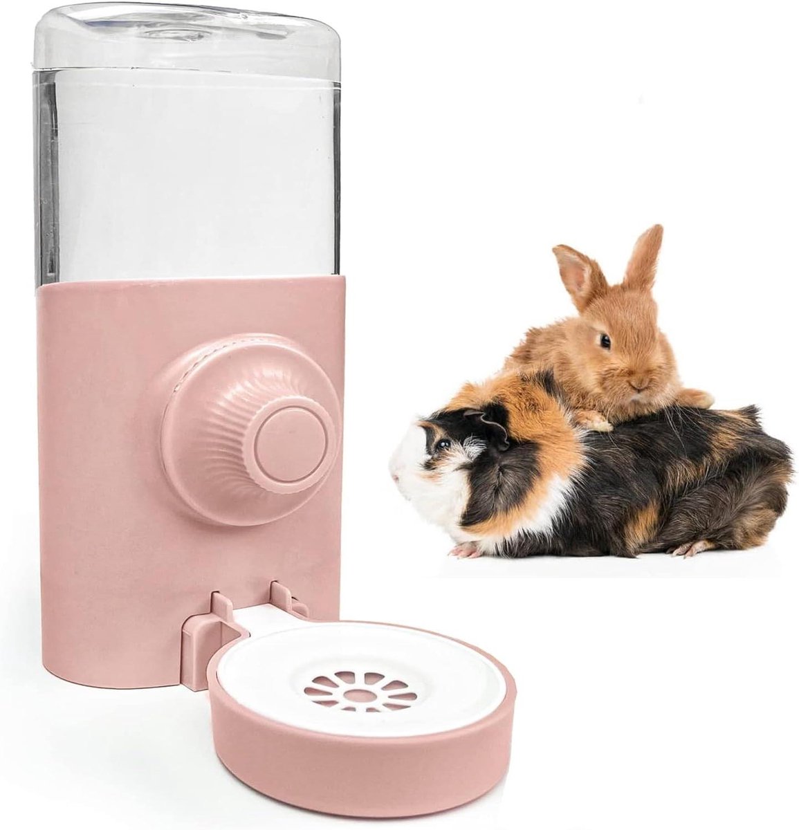 Allecto Plus – Automatische waterdispenser 600 ml voor huisdieren | Hangende drinkfles voor konijnen, cavia’s, hamsters, fretten | Roze | Eenhuidsmaat | Huisdierbenodigdheden