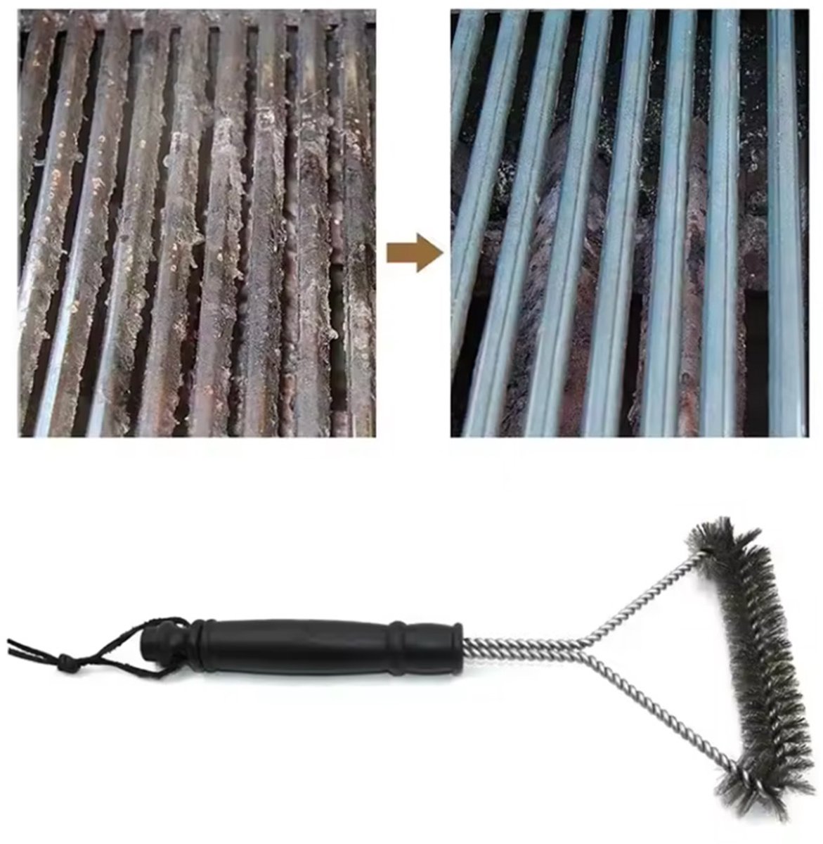 Stalen BBQ borstel - Barbecueborstel - Staal -30CM lang - Roosterborstel - Barbecue rooster borstel - Schone BBQ - CHPN