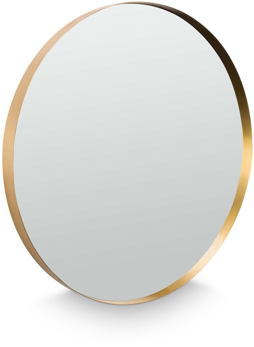 Ronde Spiegel - Wandspiegel Rond met Metalen Rand - Minimalistische Design Badkamerspiegel - Organische Wanddecoratie - 60x60CM - Goud