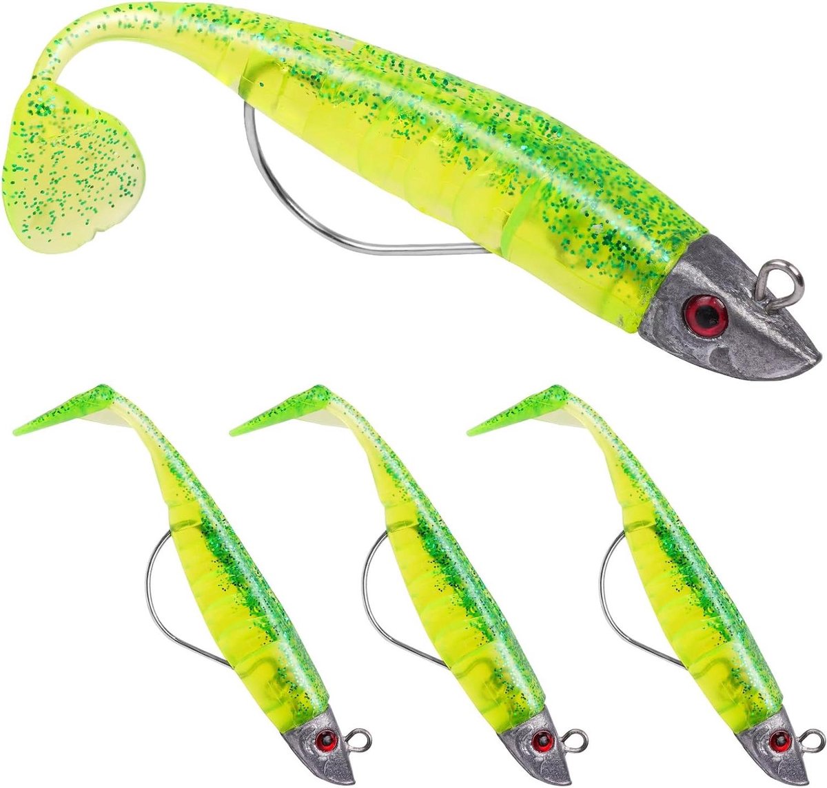 Allecto Plus - Rubberen Vissen Set van 3 - Zeebaars Shad - Snoek Forel Kunstaas - Zoutwater & Zoetwater