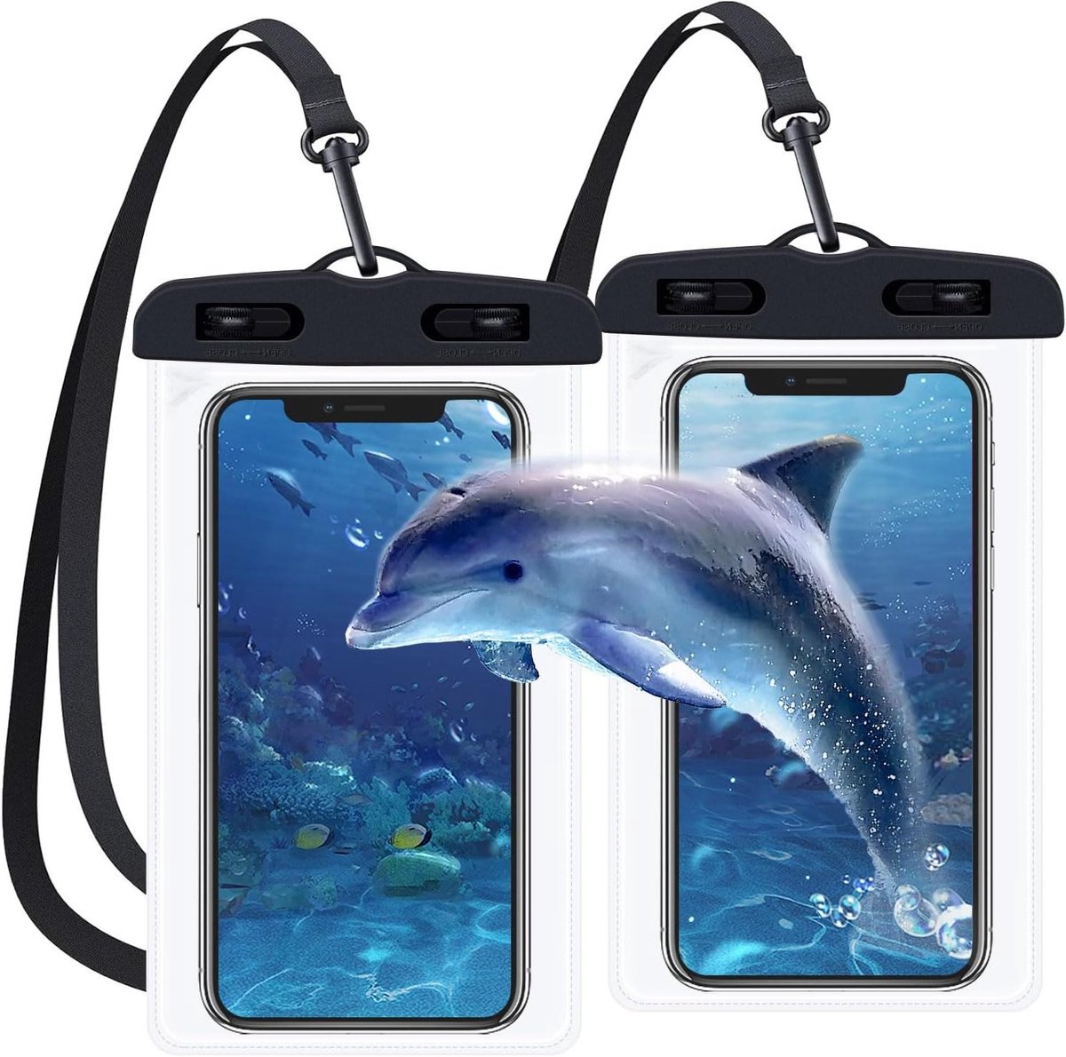 Allecto Plus - Waterdichte telefoonhoesjes (2 Stuks) voor smartphones tot 7 inch, met geïntegreerd TPU-afdichtingsontwerp