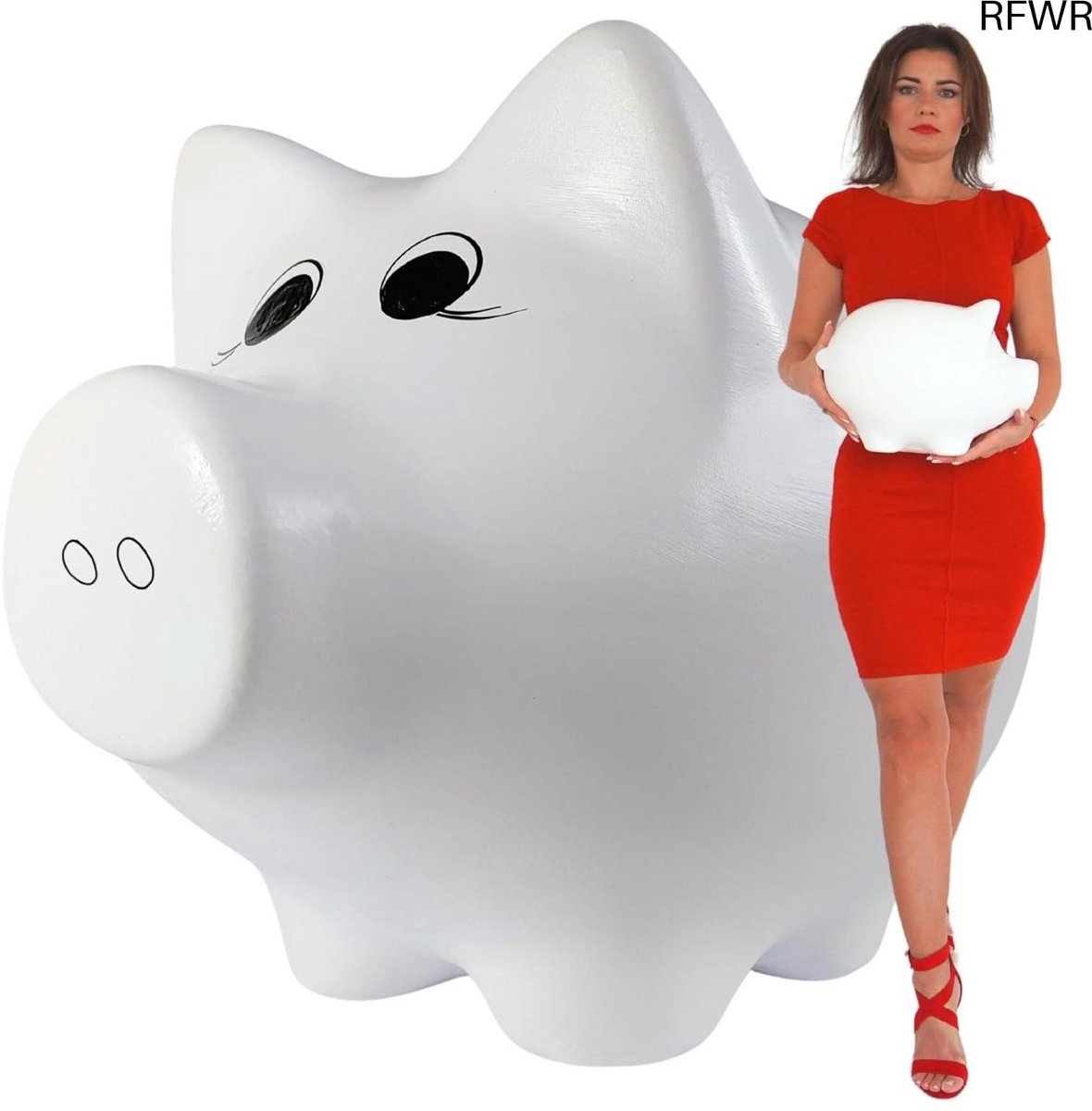 RFWR® Groot XXL Spaarvarken van Keramiek voor Kinderen en Volwassenen - Handgeschilderd Spaarpot zonder Opening