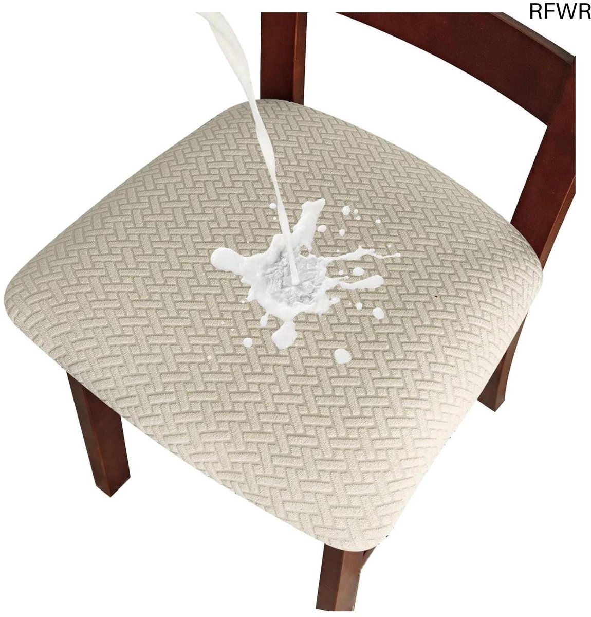 RFWR® Set van 6 Wasbare Stoelhoezen voor Eetkamerstoelen - Stretch Jacquard Beige